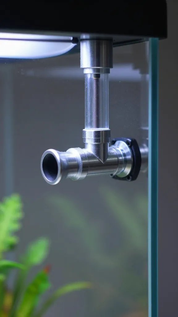 single adjustable overflow pipe inside glass paludarium