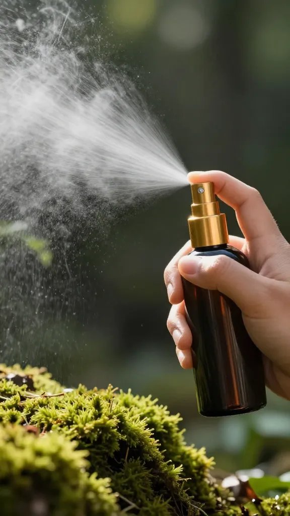 hand misting moss with fine spray bottle