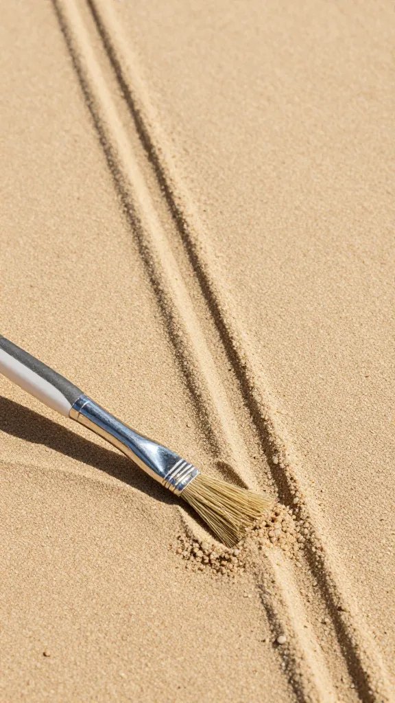 small brush refining sand lines near plant