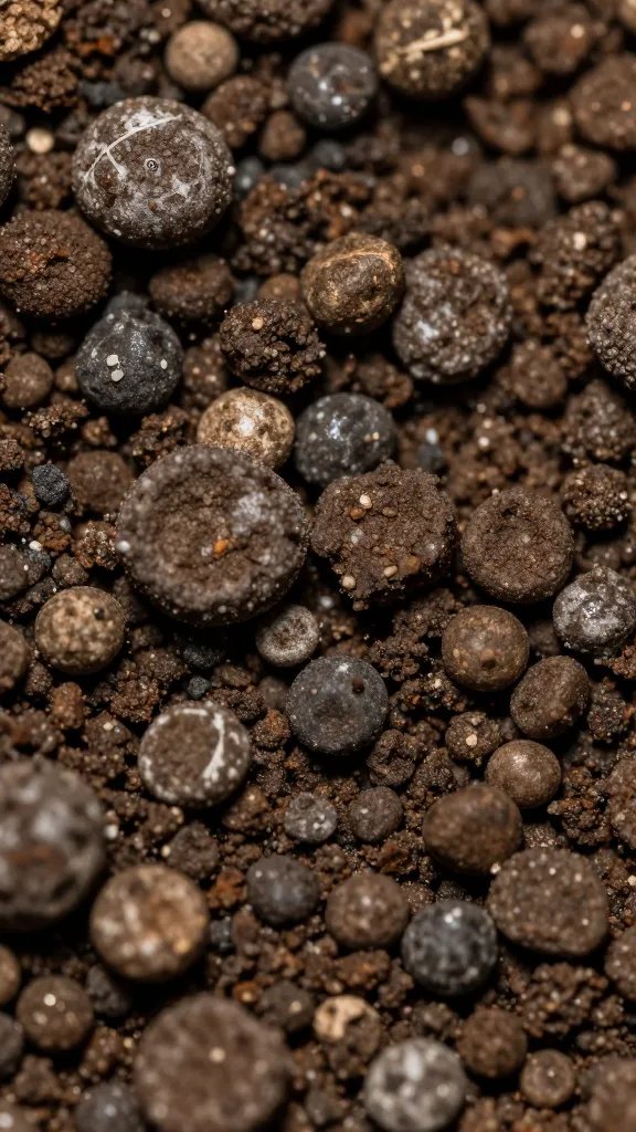 perlite granule embedded in peat, extreme macro