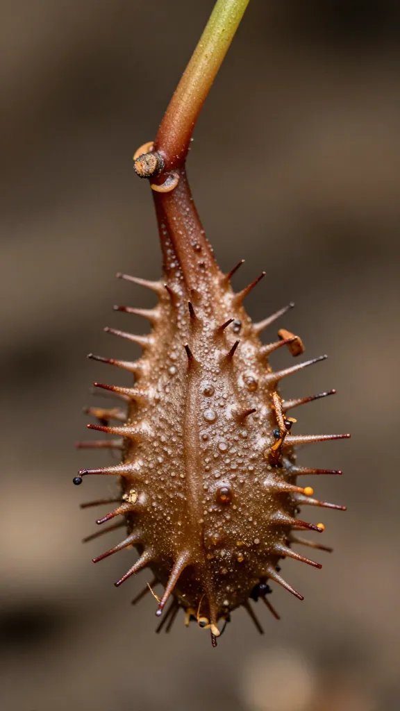 brown rotting sundew root tip, macro detail