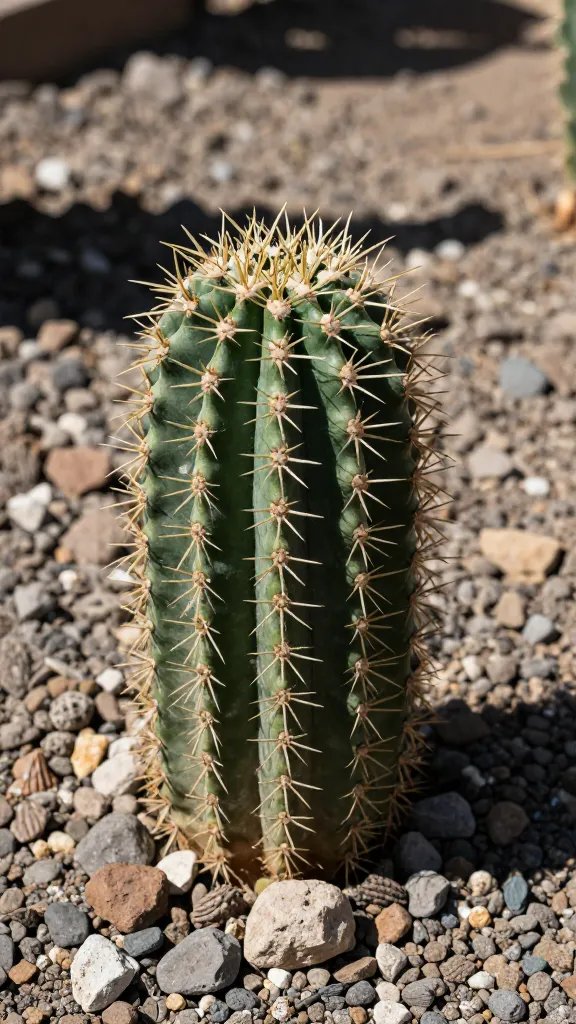 cactus in gritty mineral mix under harsh directional light
