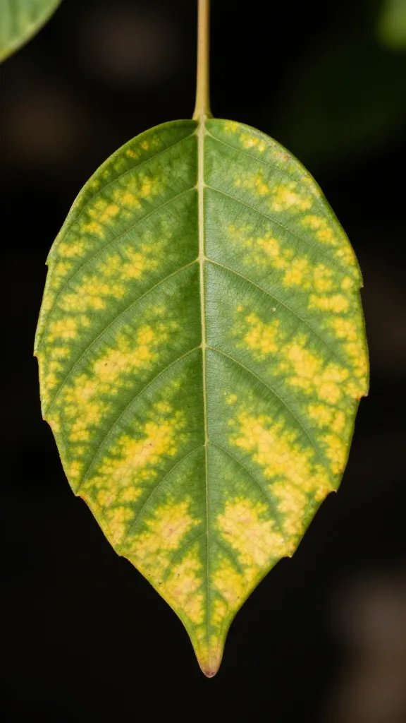 single seedling leaf showing sunscald bleaching