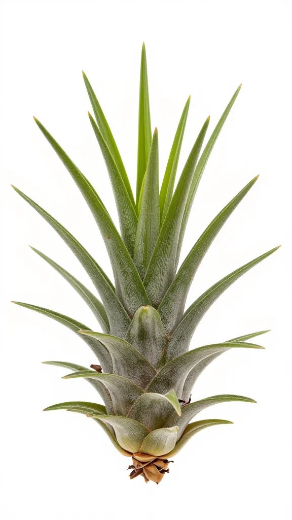 clean cut Tillandsia spike base after pruning, macro