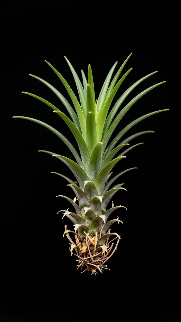 Tillandsia pup separated from mother, isolated on black
