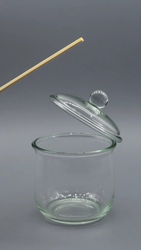 single glass terrarium lid propped open with chopstick