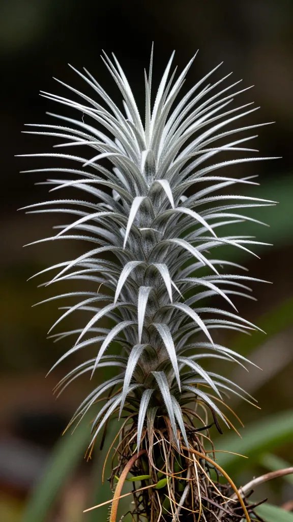 single Tillandsia caput-medusae showing silver trichomes