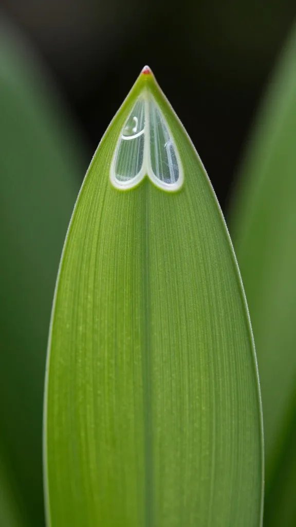 Single Haworthia leaf tip macro showing translucent windows