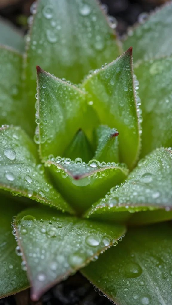 Dewed Haworthia stomata macro on nocturnal-open epidermis