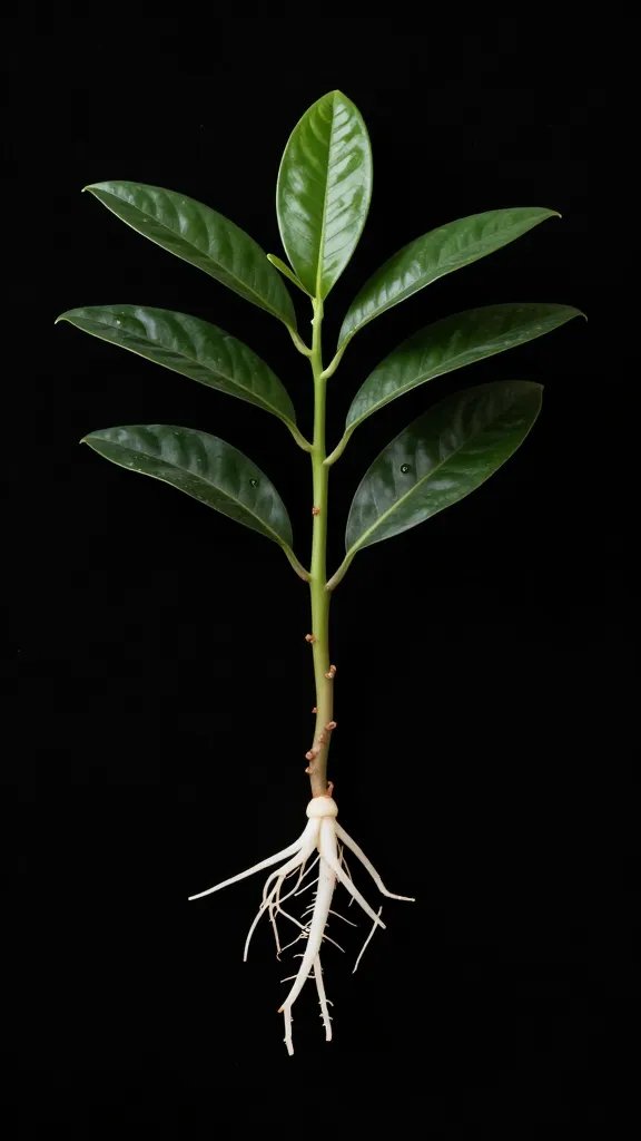 single Fittonia cutting with fresh white root tips