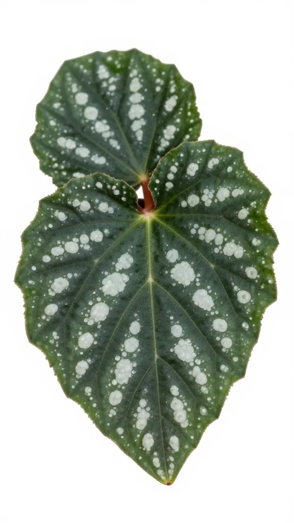 closeup of begonia maculata polka-dot leaf