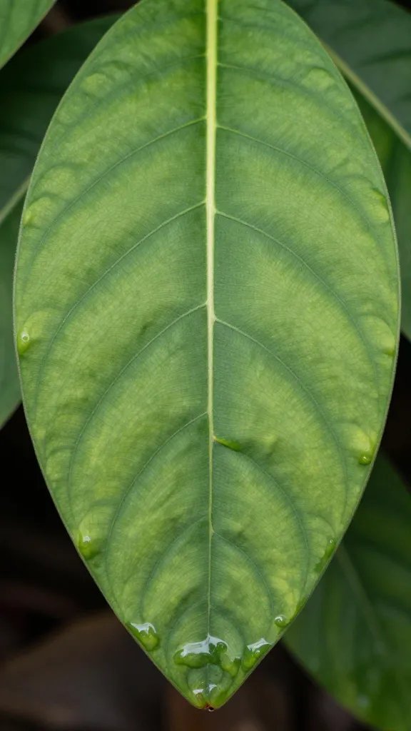 Lepanthes leaf closeup with visible aerial roots