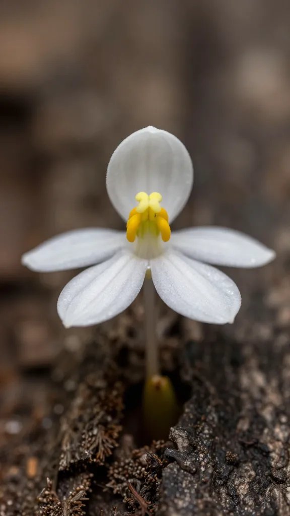 Bulbophyllum small species flower macro on bark