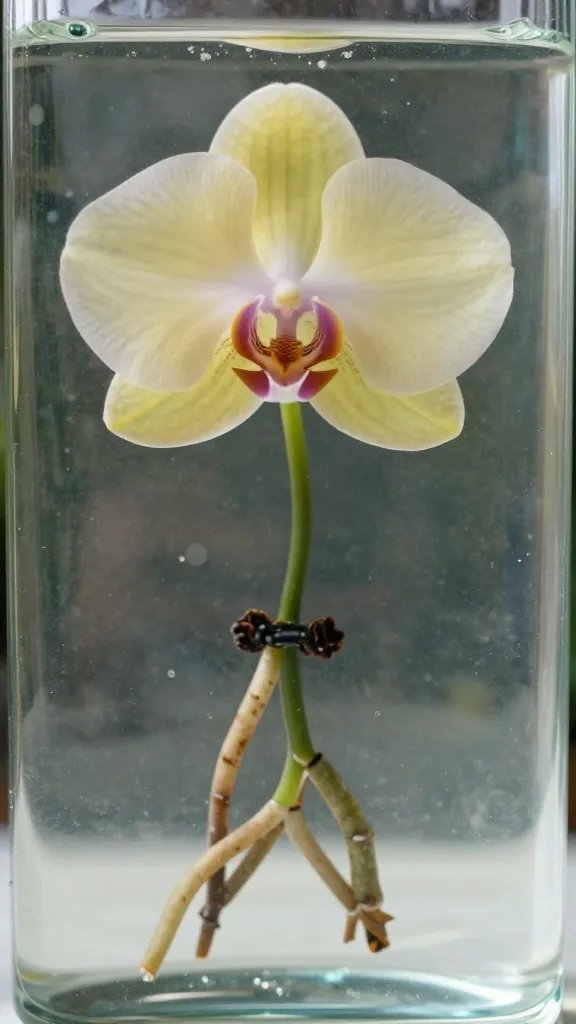 orchid roots pressed against clear glass, high humidity