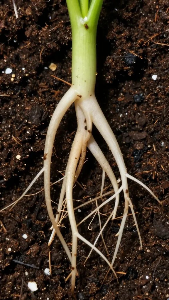 plant root tips in airy substrate, macro