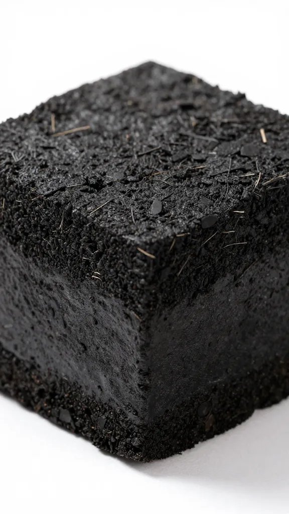 compressed peat showing anaerobic black layer, closeup