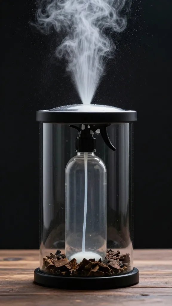 single spray bottle misting terrarium lid, tight crop