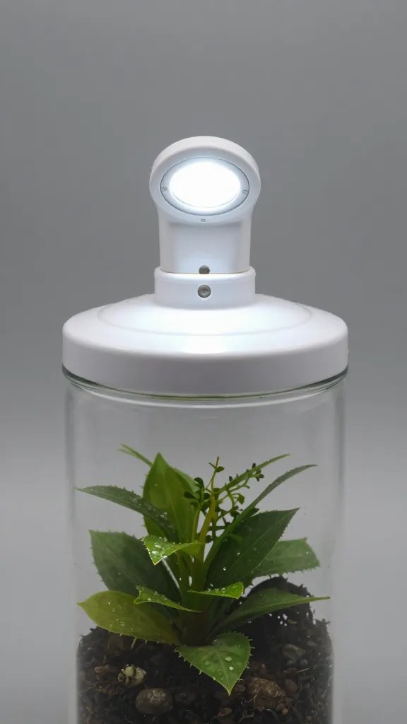 terrarium jar lid with mounted LED puck light