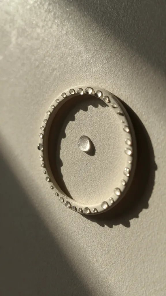 macro of sunlit droplet ring on terrarium wall