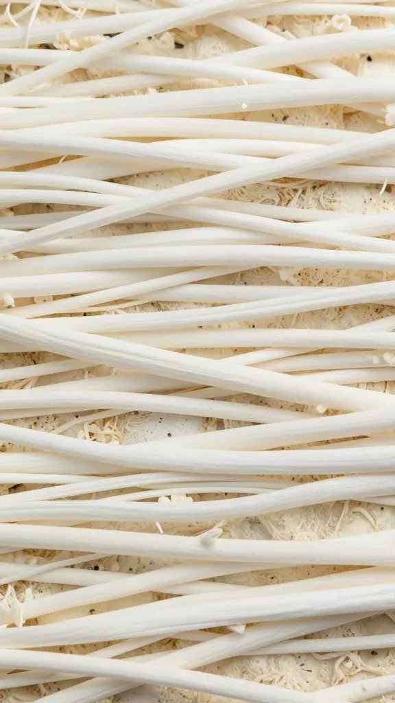 closeup of white fungal hyphae thread in substrate