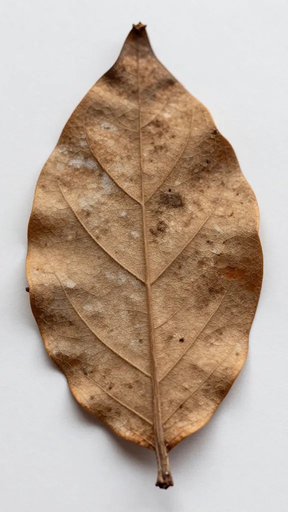 closeup of leaf litter fragment mid-mineralization