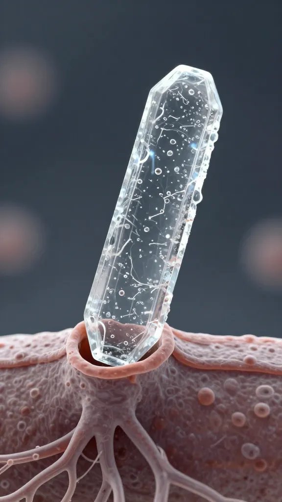 macro of single nitrate crystal on root hair