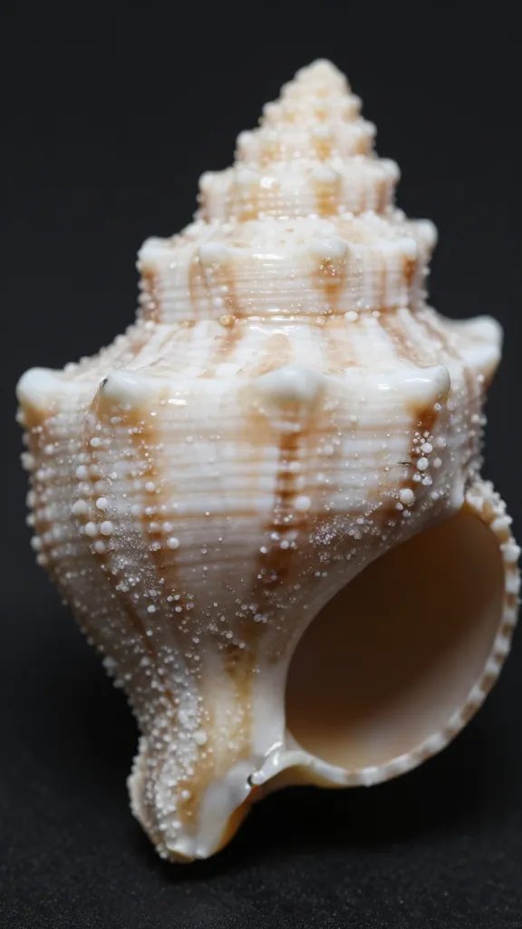 raw seashell fragment with salt crust, macro detail shot