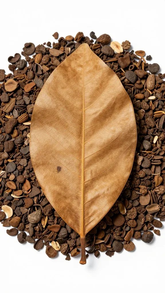 single dried magnolia leaf for bioactive leaf litter