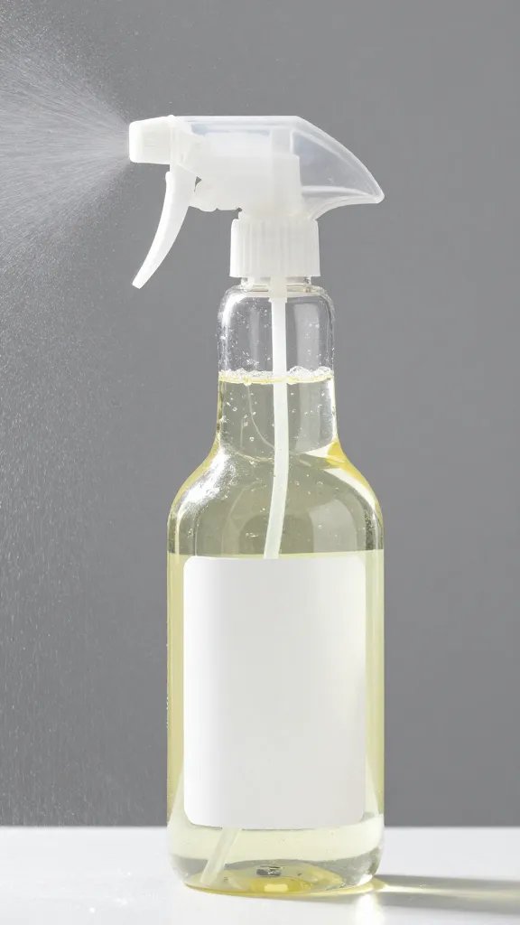 spray bottle misting vinegar solution on glass