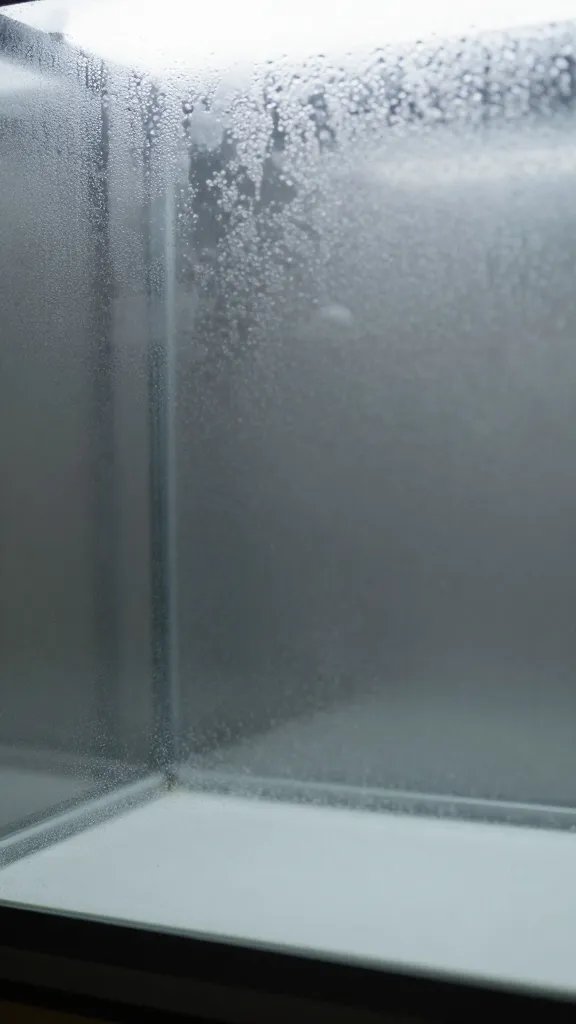 hygrometer against foggy terrarium glass, shallow depth