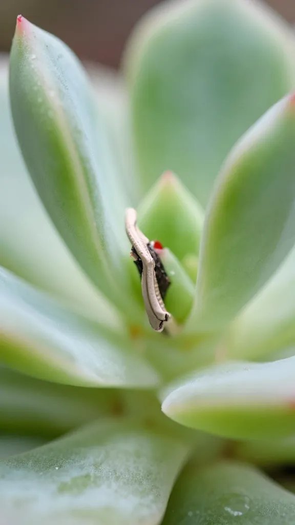 macro of clean leaf removal at succulent stem node