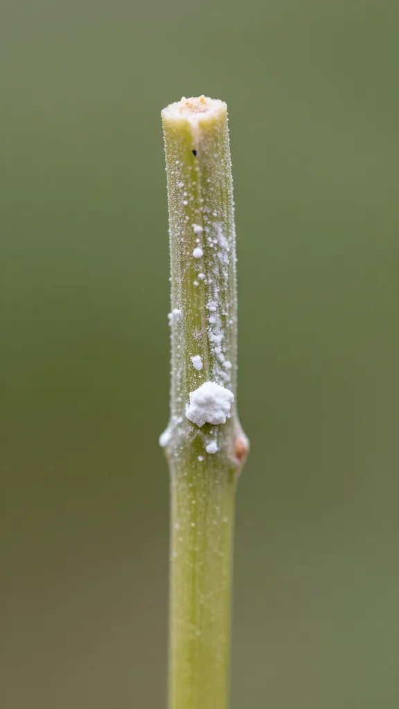 macro of fresh cut sealed with sulfur powder on stem