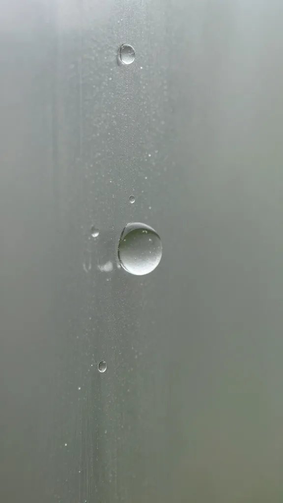single condensation droplet on terrarium wall, macro