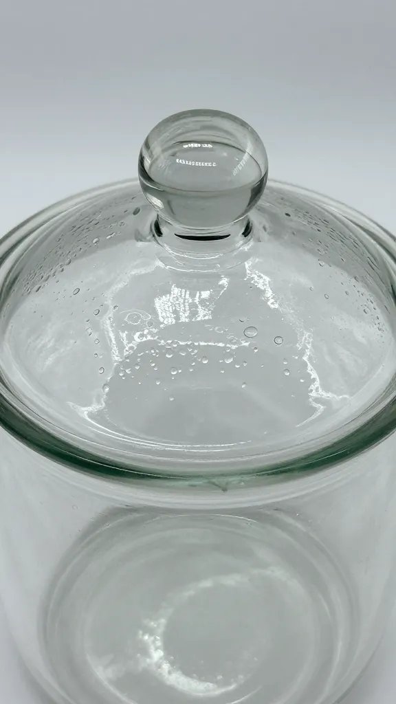 closeup sealed glass terrarium lid with condensation beads