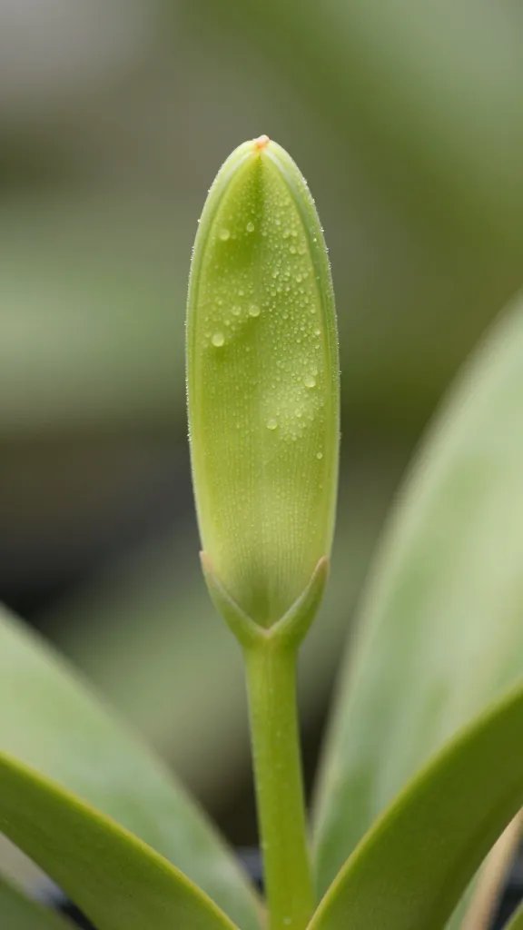 macro of single detached Tillandsia pup with clean cut