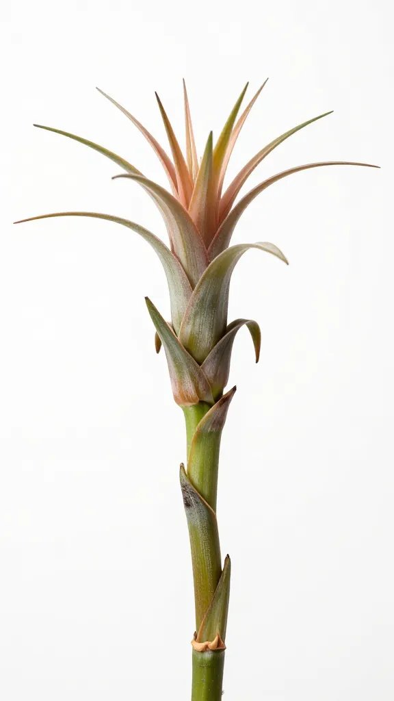 single Tillandsia mother with spent inflorescence, studio lighting
