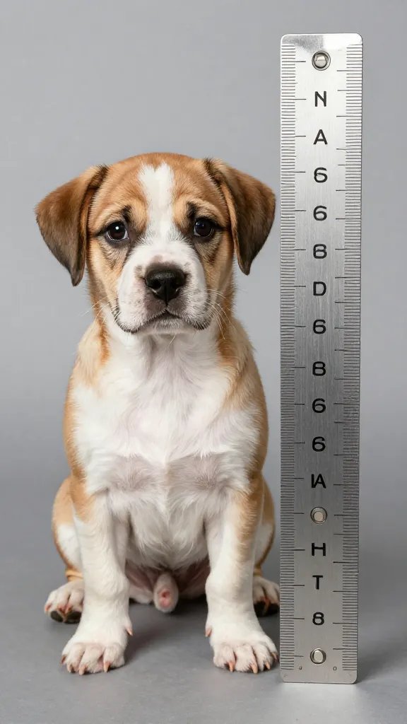 single labeled pup beside ruler for size timing reference