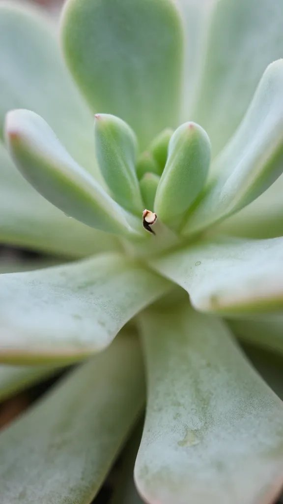 closeup of succulent leaf base snapped cleanly at node