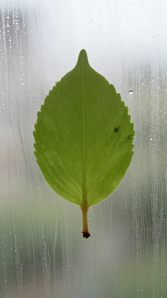 echeveria leaf pressed against curved glass with condensation