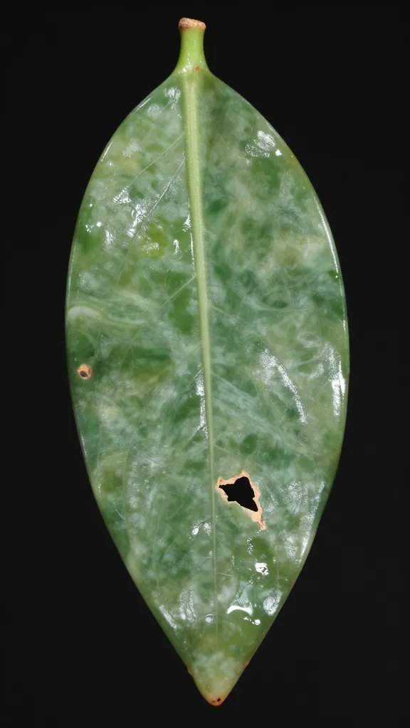 jade stem showing torn leaf scar with glossy sap