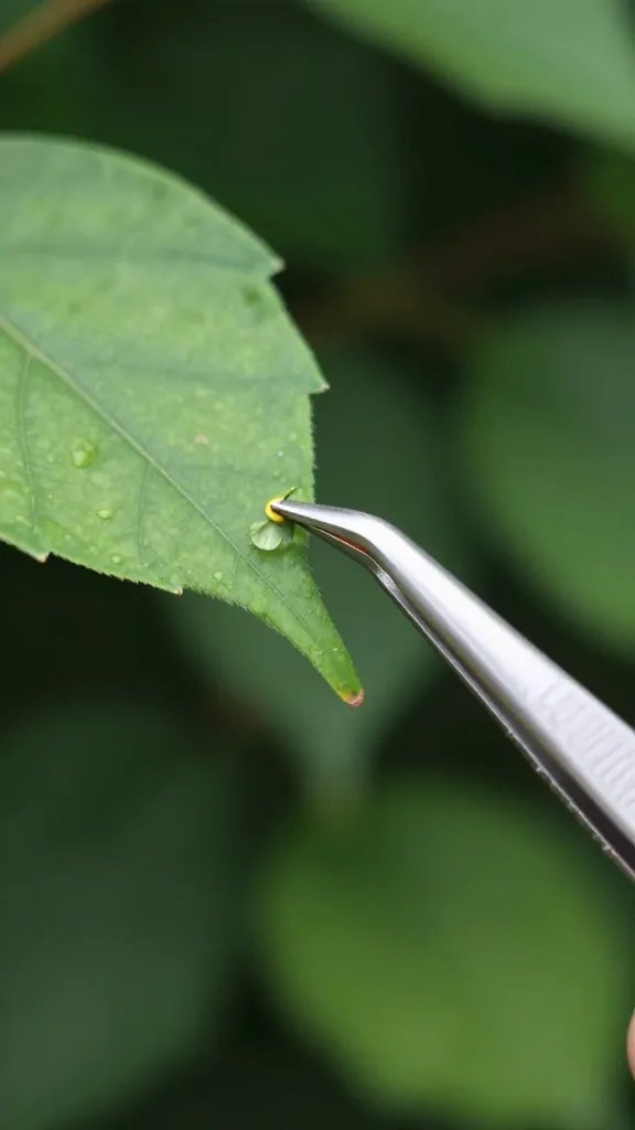 single tweezers checking leaf wiggle at the node