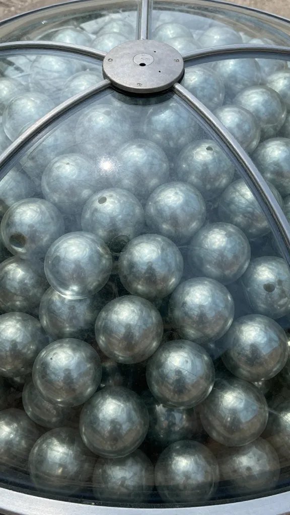 closeup of compact rosette crowded against dome glass