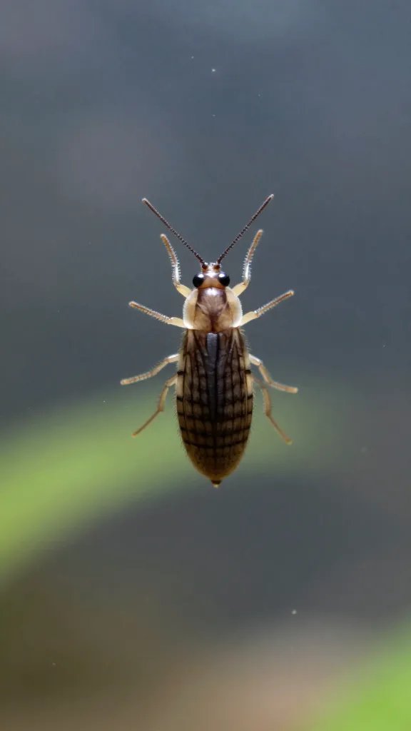 single springtail on terrarium glass wall