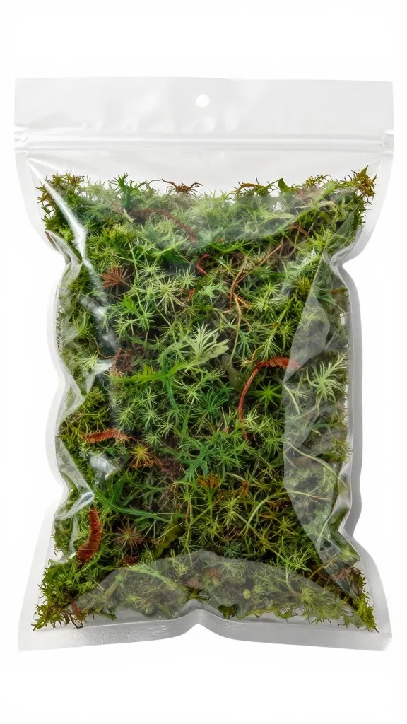 clean store-bought sheet moss in sealed pouch