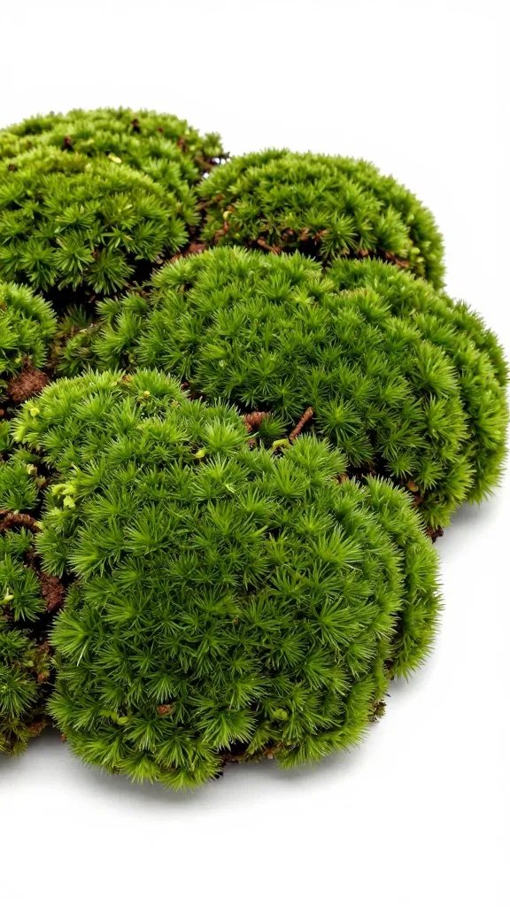 color-dyed preserved moss tuft, saturated green studio