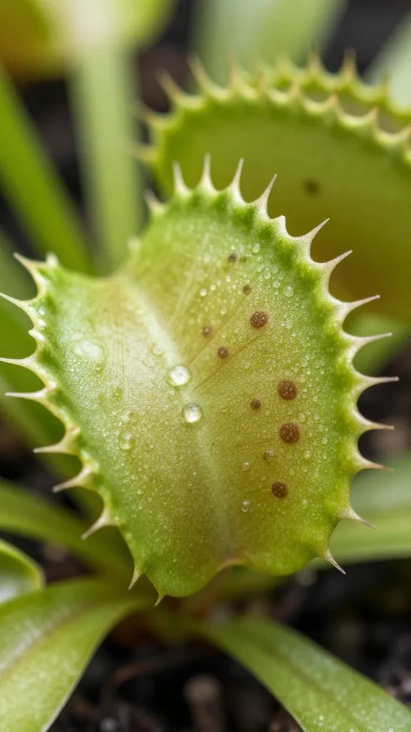 Venus flytrap trap detail with visible nectar glands