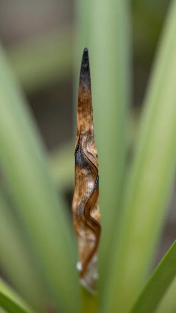 dying Tillandsia flower spike browning at the tip