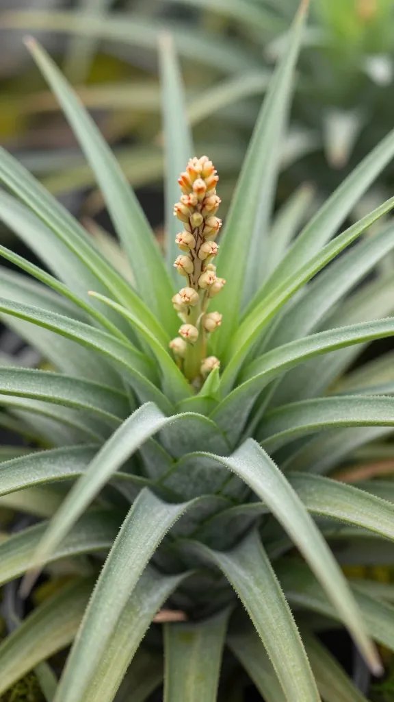 Tillandsia xero rosette with spent inflorescence stub