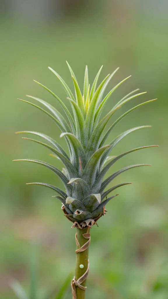 single mounted Tillandsia with visible offset cluster