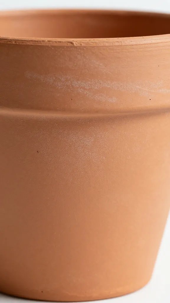 terracotta pot side pores, salt crust detail